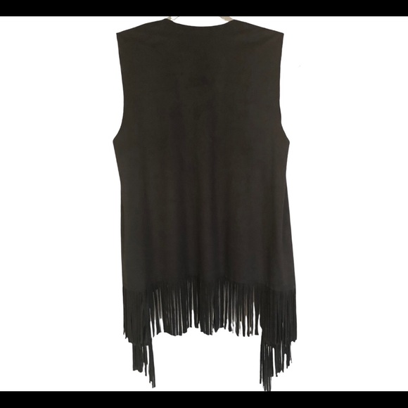 Stella Marina black faux suede fringed vest - Picture 3 of 9